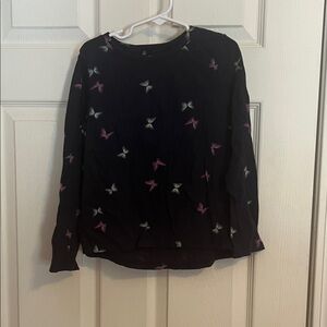 Old Navy Black Long Sleeve Tee with Butterfly Print